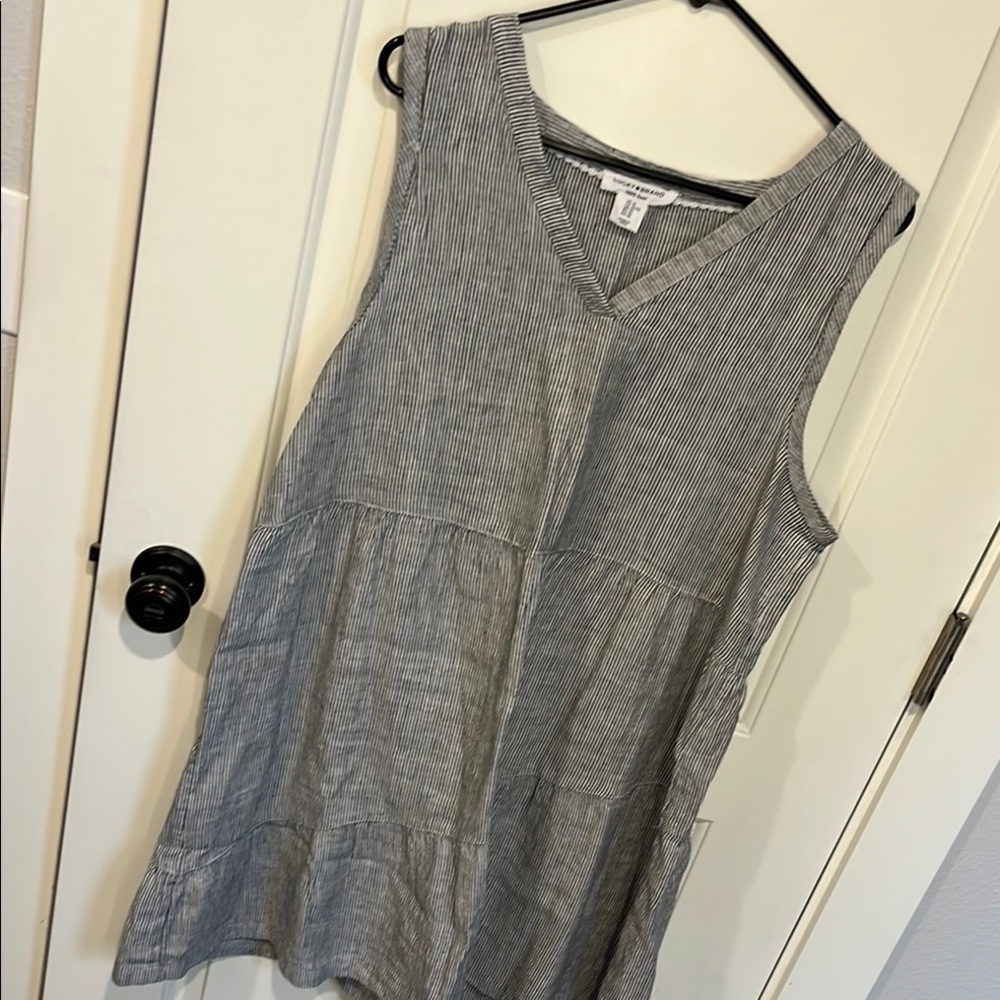 Lucky Brand Gray Striped Midi Dress